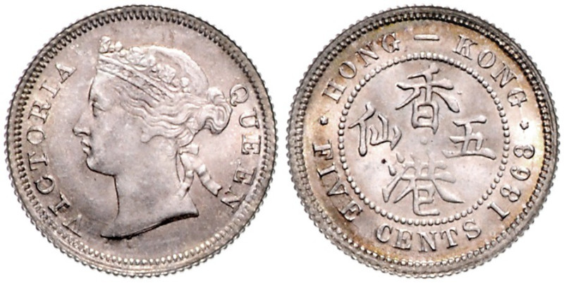 HONGKONG, Victoria, 1837-1901, 5 Cent 1868. 11,3mm; 1,40g; 6h.
 vz/st
KM 5