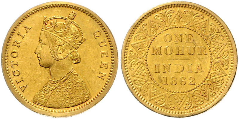 INDIEN, Victoria, 1837-1901, 1 Mohur 1862. East India Company. 11,63g.
Ware ist...