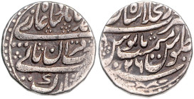 INDIEN / PRINZENSTAAT JAIPUR, Ram Singh 1835-1880, Rupie Jahr 23 =1858. 23mm; 11,35g; 1h.
 ss
KM 73