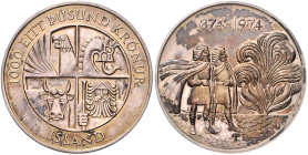 ISLAND, Republik, seit 1944, 10.000 Kronen 1974. 1100 Jahre erste Besiedlung. 39mm; 30,25g; 12h.
 schöne Tönung, st
KM 21