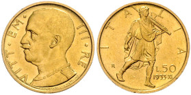 ITALIEN, Vittorio Emanuele III., 1900-1946, 50 Lire 1933 XI R, Rom. 4,41g.
Ware ist MwSt-befreit
VAT tax free
GOLD, st
KM Y.71; Frbg.34