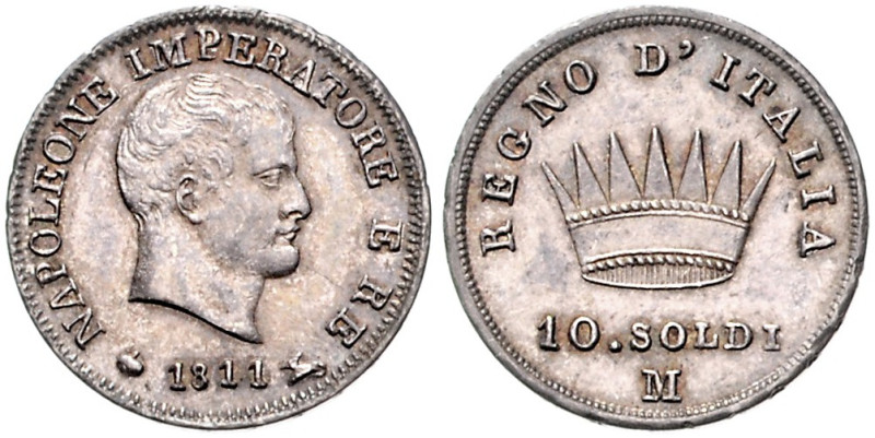 ITALIEN / NAPOLEONISCHES KÖNIGREICH, Napoleon I. Bonaparte, 1804-1814, 10 Soldi ...