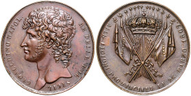 ITALIEN / NEAPEL, Joachim Murat, 1808-1815, Br.-Med. 1809 a.d. neapolitanischen Provinziallegionen. Bloßer Kopf l. Rs.Krone auf Flaggenbündel. 38mm; 1...