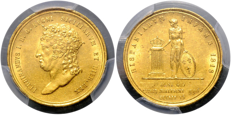 ITALIEN / NEAPEL UND SIZILIEN, Ferdinand IV. 2. Regierung, 1816-1825, 15 Ducati ...