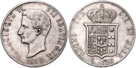 ITALIEN / NEAPEL UND SIZILIEN, Francesco II., 1859-1869, 120 Grana 1859.
 Rd.l.bearb., ss
KM C 161; Dav.176