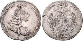 ITALIEN / TOSKANA, Franz II. von Lothringen, 1738-1765, Francescone 1748, Florenz (Münzmeister Carlo La Garde). Drap. und gepanz. Büste r., Löwenkopf ...