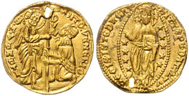 ITALIEN / VENEDIG, Antonio Venieri, 1382-1400, AV Zecchino o.J. Der Hl. Markus überreicht dem Dogen das Vexillum. Rs.Christus in Sternenmandorla. 3,54...