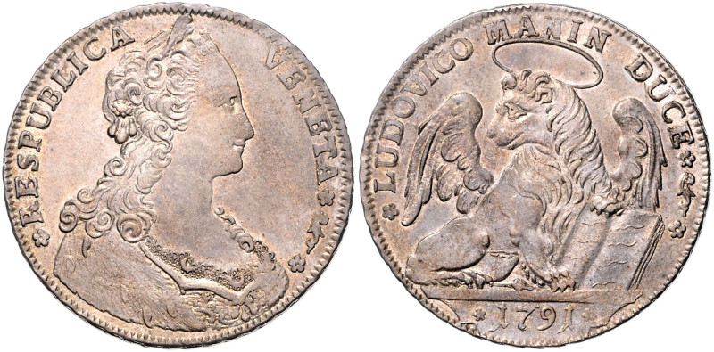 ITALIEN / VENEDIG, Ludovico Manin, 1789-1797, Tallero 1791. 40mm; 28,43g; 12h.
...