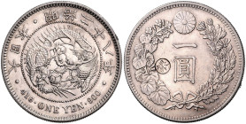 JAPAN, 122. Kaiser Mitsuhito (Meiji), 1867-1912, Yen Jahr 28 =1895. Kontermarke "Gin" links.
 f.vz
KM Y.28a.2