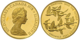 KANADA, Elisabeth II., 1952-2022, 100 Dollars 1978. Gänse. 27mm; 16,96g.
Ware ist MwSt-befreit
VAT tax free
GOLD, f.Kr.i.F., PP
KM 122