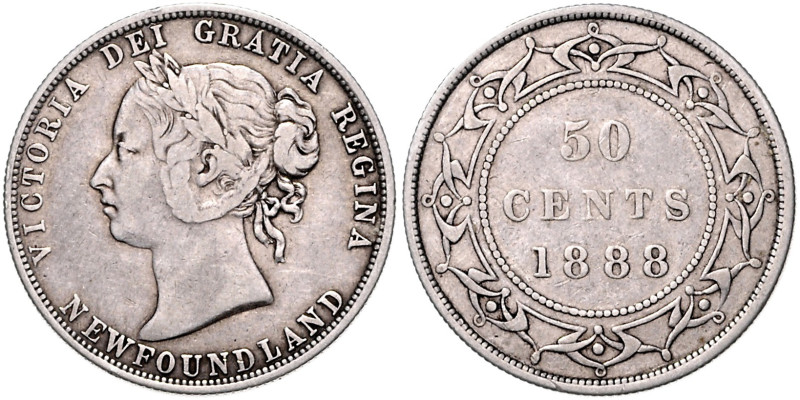 KANADA / NEUFUNDLAND, Victoria, 1837-1901, 50 Cents 1888. 11,56g.
 f.ss
KM 6