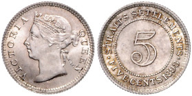 MALAYSIA / STRAITS SETTLEMENTS, Victoria, 1837-1901, 5 Cents 1898. 16mm; 1,36g; 6h.
 f.st
KM 10