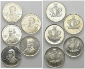 MALTA, Republik seit 1964, 2 Pounds 1974. (5x) 32mm; 10g.
 5 Stk., st
KM 24