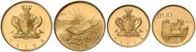 MALTA, Republik seit 1964, 20 Pounds 1972. 26mm; 12,09g. DAZU:10 Pounds 1972. 22mm; 5,98g.
 GOLD, 2 Stk., st
KM 17; 16; Frbg.49; 50