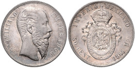 MEXIKO, Maximilian, 1864-1867, 50 Centavos 1866 MO, Mexiko City. 30,5mm; 13,41g; 6h.
 Prachtex., schöne Patina, f.st
KM 387