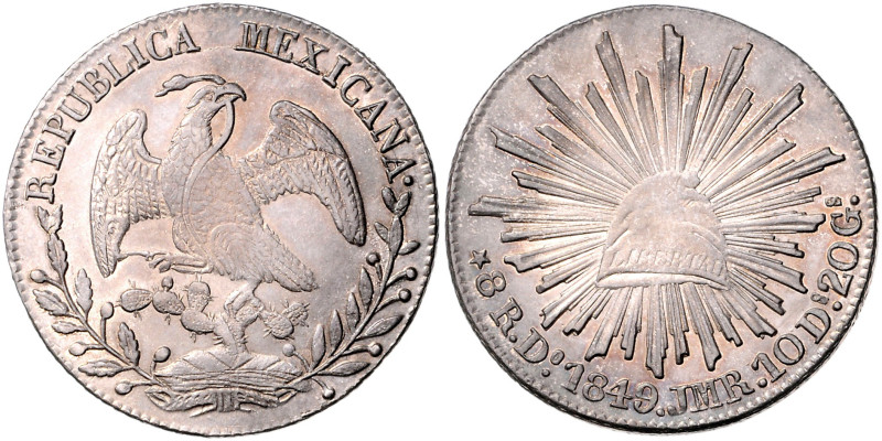 MEXIKO, Republik, seit 1821, 8 Reales 1849 Do-JMR, Durango. 38,5mm; 26,60g.
 se...