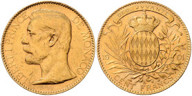 MONACO, Albert I., 1889-1922, 100 Francs 1901 A, Paris. 32,18g.
Ware ist MwSt-befreit
VAT tax free
GOLD, vz
Frbg.13; KM 105