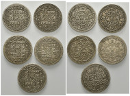 NEPAL, Tribhuvana Bir Bikram, 1911-1950, 2 Mohars VS1971 =1914.
 5 Stk., ss bis vz
KM 695