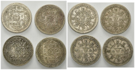 NEPAL, Tribhuvana Bir Bikram, 1911-1950, 2 Mohars VS1971 =1914. DAZU:Prithvi Vira Vikrama, 1881-1911, 2 Mohars SE1832 =1910, 2x SE1833 =1911.
 4 Stk....
