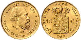 NIEDERLANDE, Willem II., 1840-1849, 10 Gulden 1875. 22,3mm; 6,7g.
Ware ist MwSt-befreit
VAT tax free
GOLD, Vs.kl.Kr., f.vz/st
Frbg.342; KM 105