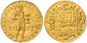 NIEDERLANDE, Varia, HOLLAND Dukat 1771. 3,43g.
 GOLD, ss/vz
Frbg.250