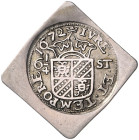 NIEDERLANDE / GRONINGEN, Provinz der Vereinigten Niederlande, 1543-1795, 6 1/4 Stuiver 1672. Belagerungsklippe. 3,40g.
 f.vz
Delm.738; KM 24