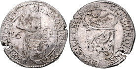 NIEDERLANDE / HOLLAND, Provinz der Vereinigten Niederlande, 1543-1795, Zilveren Dukat 1662, Dordrecht. Ritter r. stehend, hält Schwert, davor Wappen. ...