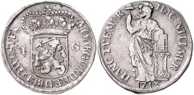 NIEDERLANDE / WESTFRIESLAND, Provinz der Vereinigten Niederlande, 1543-1795, Gulden 1713, Kranich.
 ss
KM 97,2