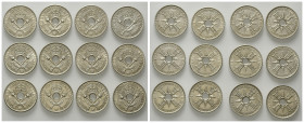 PAPUA NEUGUINEA, Georg V., 1910-1936, Shilling 1935 (4x) 1936 (1x). DAZU: Georg VI. 1938 (3x), 1945 (4x).
 12 Stk., vz
KM 5; 8