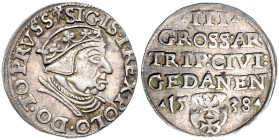 POLEN, Sigismund I., 1506-1548, Silbergroschen 1538, Danzig.
 ss
Kopicki 7332