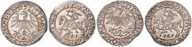 POLEN, Sigismund August, 1547-1572, 1/2 Groschen 1561 (2x), litausche Prägung. Adler. Rs.Reiter l., darunter Datum. Je ca. 20mm; je ca. 1,18g; 12h.
 ...