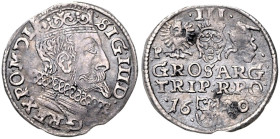 POLEN, Sigismund III., 1587-1632, Dreigröscher 1600, Posen. 20mm; 1,52g; 1h.
 schöne Patina, ss-vz
Gum.1102; Kopicki 1157