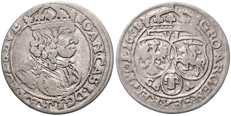 POLEN, Johann II. Kasimir, 1648-1668, Sechsgröscher 1661 GBA, Lemberg. 3,10g.
 ...