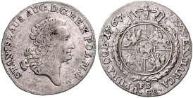 POLEN, Stanislaus August, 1764-1795, 4 Groschen 1767 FS, Warschau. 4,81g.
 ss
Kop.2353