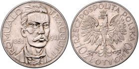 POLEN, Republik, 1919-1938, 10 Zlotych 1933. 70. Jahrestag des Aufstandes. 20,02g.
 kl.Kr., ss-vz
KM 24