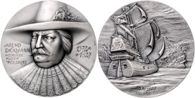 POLEN, Varia, Neusilbermed. 1987 von Bogdan Chmielewski (Hrsg.PTAiN) a.d. 300.Jahrestag der Schlacht bei Oliva. Brb. des Admirals "Arend Dickmann", 5 ...