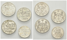 POLEN / DANZIG, Stadt, Lot von 4 Stücken: 1 Gulden 1923, Utrecht (3x, J.D 7, vz-f.st), je 24mm; je ca. 5g; 6h. 1/2 Gulden 1923, Utrecht (J.D 6, vz), 2...