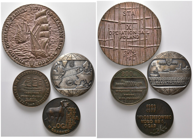 POLEN / DANZIG, Stadt, Br.-Gussmed. 1974 a.d. 10. Operatin Sail Poland. 2 Segels...
