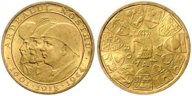 RUMÄNIEN, Michael I., 1940-1947, Goldmed. zu 20 Lei 1944. Rumänische Könige. 21mm; 6,56g. 21mm; 6,56g.
Ware ist MwSt-befreit
VAT tax free
GOLD, vz/...