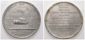 RUSSLAND, Peter I. der Große, 1689-1725, Zinnabschlag der Medaille (Chronogramm 1721) sign. I.C., a.d. Frieden von Nystadt. Arche Noah auf See, im Hin...