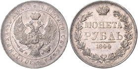 RUSSLAND, Nikolaus I., 1825-1855, Rubel 1844 MW, Warschau.
 ss/vz
Bitkin 423; Dav.283