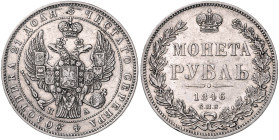 RUSSLAND, Nikolaus I., 1825-1855, Rubel 1846 PA, St.Petersburg.
 ss
Kaim 248; KM C.168.1