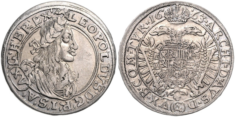 HAUS HABSBURG, Leopold I., 1657-1705, 15 Kreuzer 1663 GH, Breslau.
 ss+
Her.10...