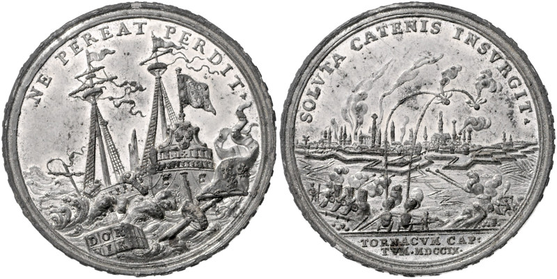 HAUS HABSBURG, Joseph I., 1705-1711, Vers. Zinnmed. 1709 (o.Sig., P.H.Müller?) a...