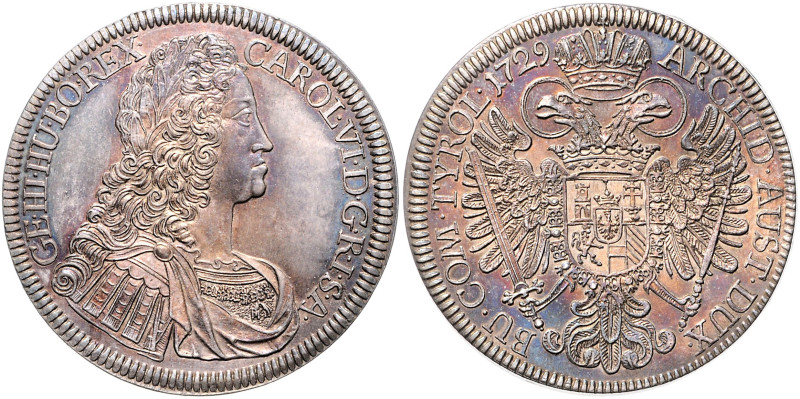 HAUS HABSBURG, Karl VI., 1711-1740, Reichstaler 1729, Hall. 42,5mm; 28,25g; 12h....