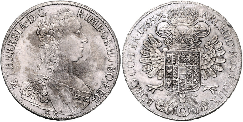 HAUS HABSBURG, Maria Theresia, 1740-1780, Reichstaler 1765 G, Günzburg.
 l.korr...