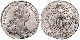 HAUS HABSBURG, Franz I., 1745-1765, 7 Kreuzer 1763 PR, Prag. 24mm; 3,25g; 12h.
 l.just., f.st
Her.513