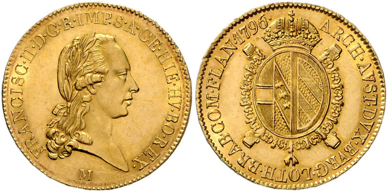 HAUS HABSBURG, Franz II. (I.), 1792-1835, Sovrano 1796 M, Mailand. 11,09g.
 GOL...