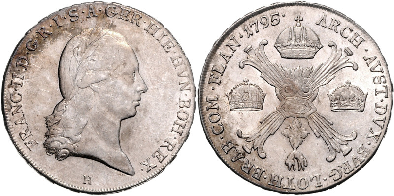 HAUS HABSBURG, Franz II. (I.), 1792-1835, Kronentaler 1795 H, Günzburg.
 ss+
D...