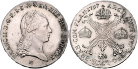 HAUS HABSBURG, Franz II. (I.), 1792-1835, Kronentaler 1797 H, Günzburg.
 ss/vz
Dav.1180; Her.486